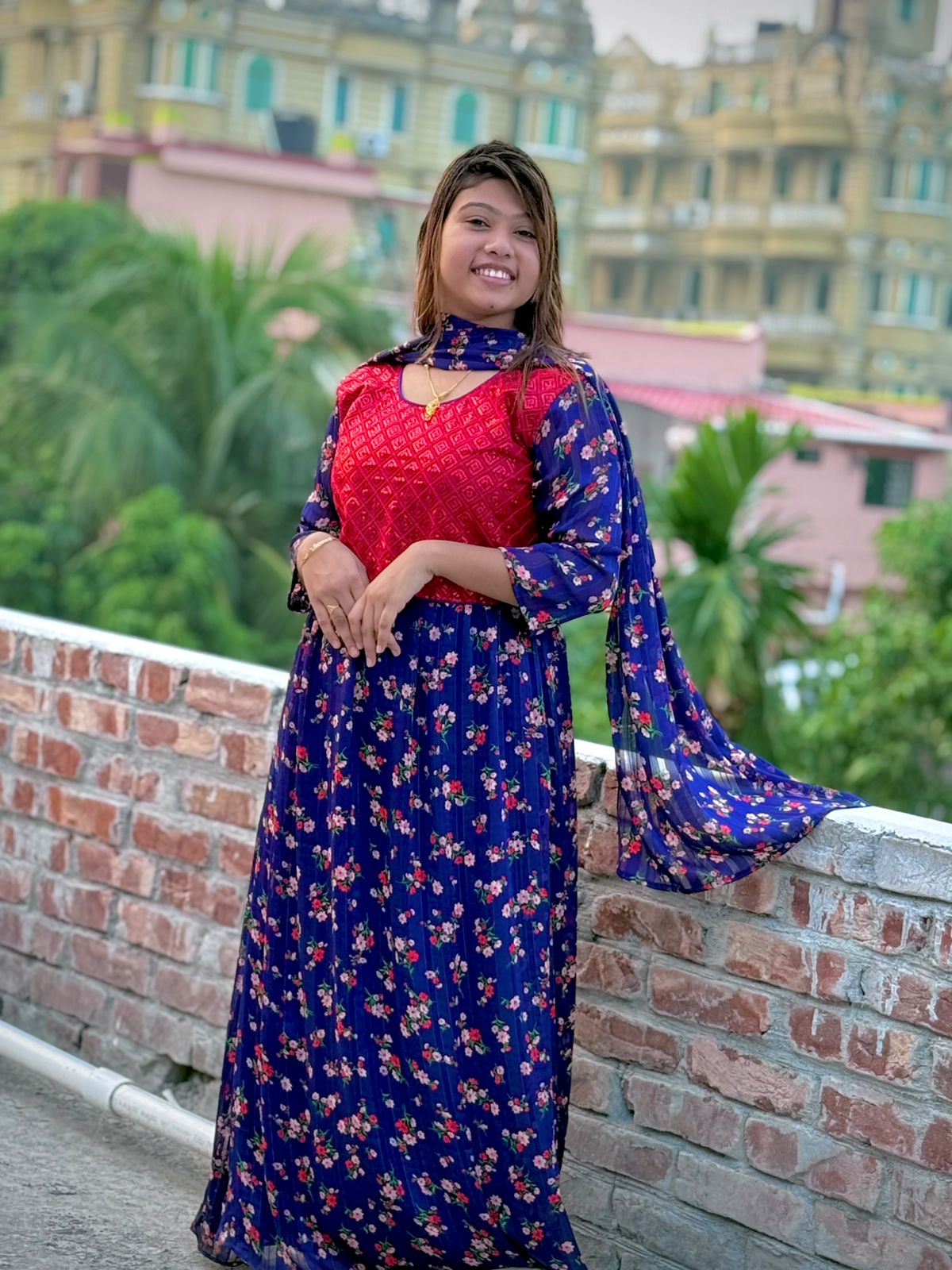 China Georgette Gown Three Piece