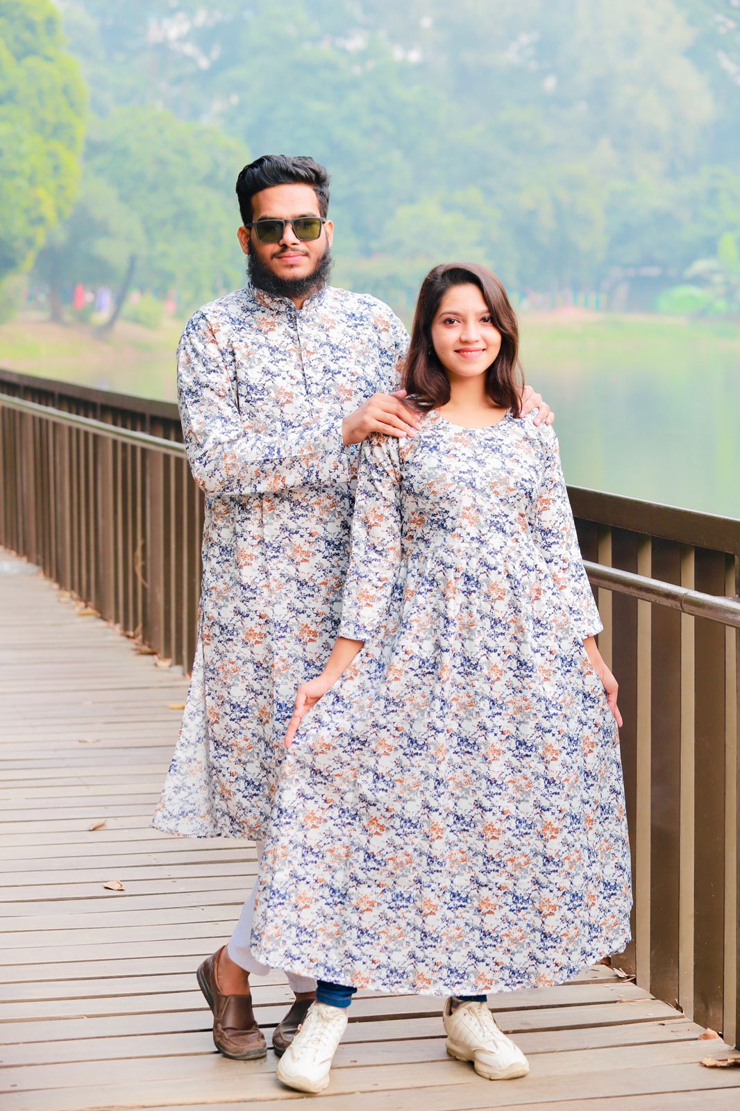 Panjabi and Gown Couple Dress