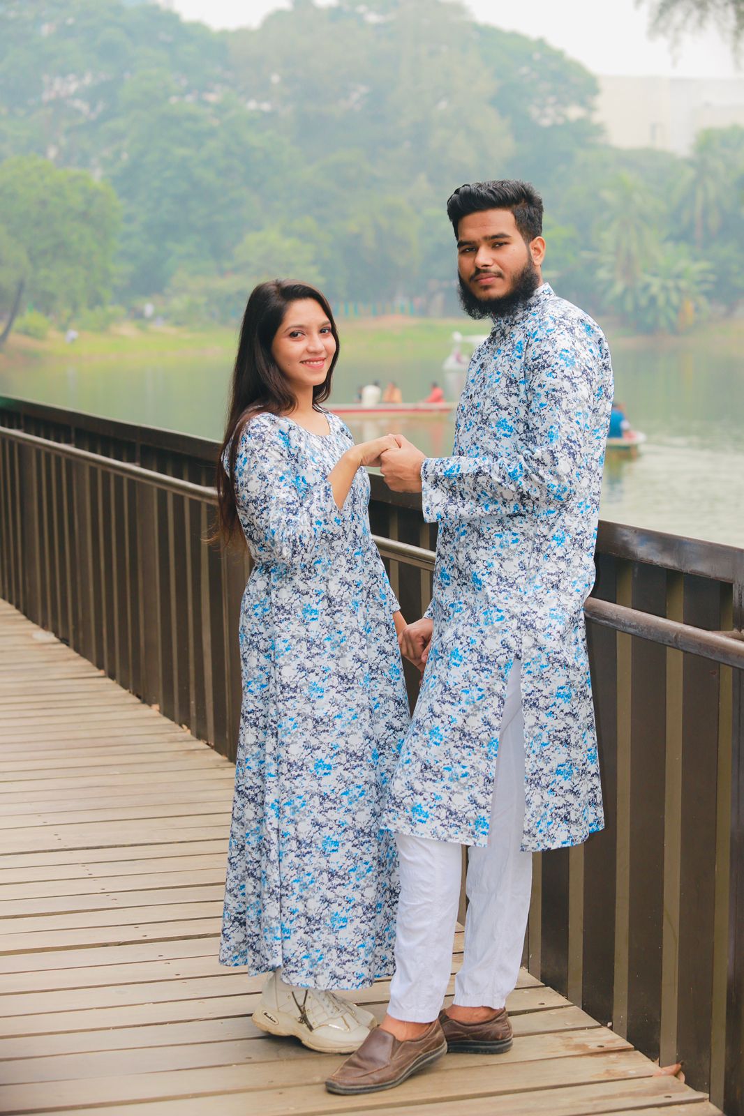 Panjabi and Gown Couple Dress