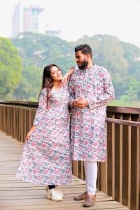 Panjabi and Gown Couple Dress