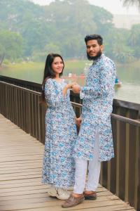 Panjabi and Gown Couple Dress