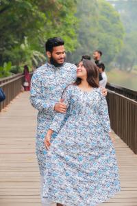 Panjabi and Gown Couple Dress