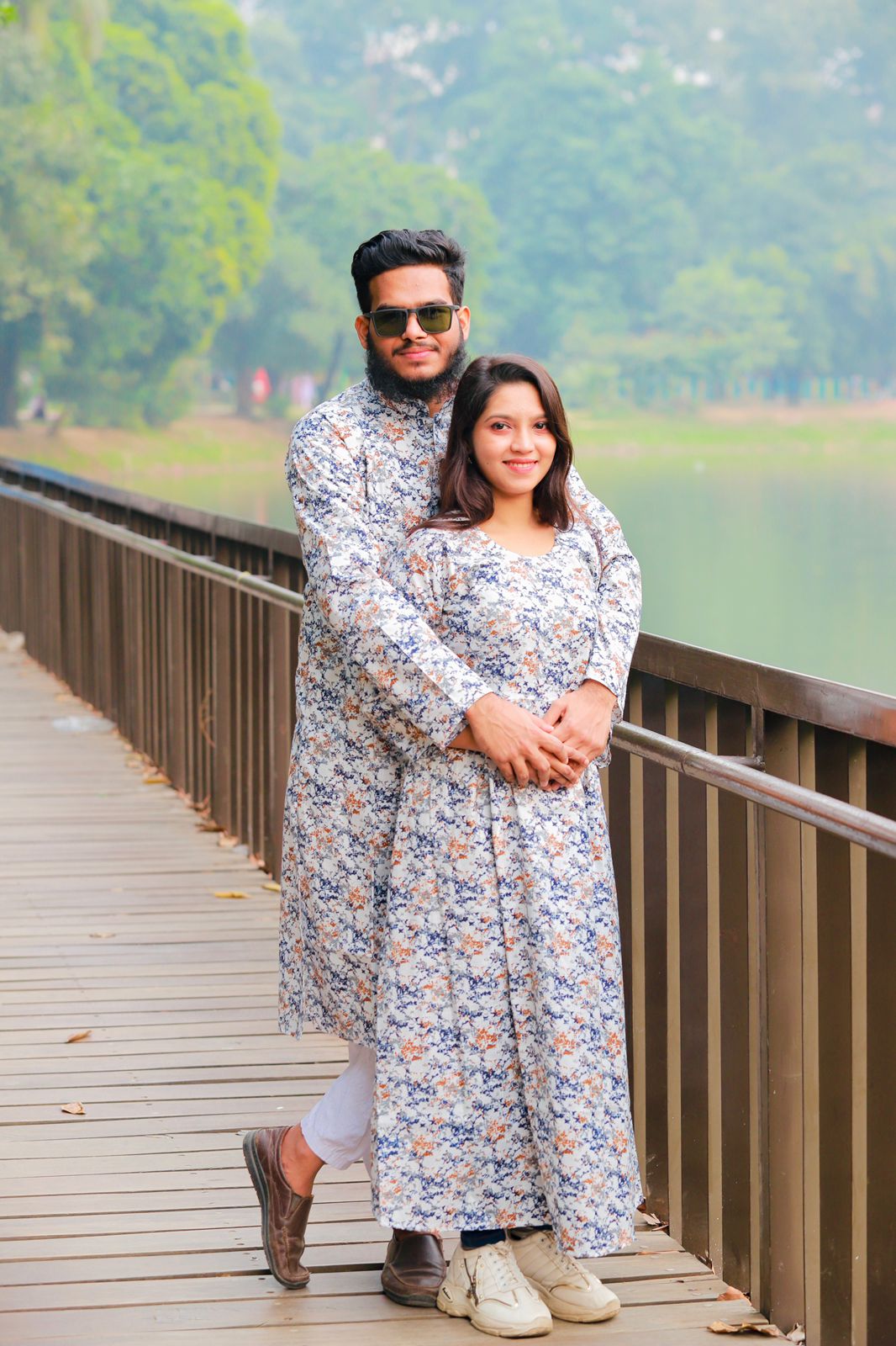 Panjabi and Gown Couple Dress