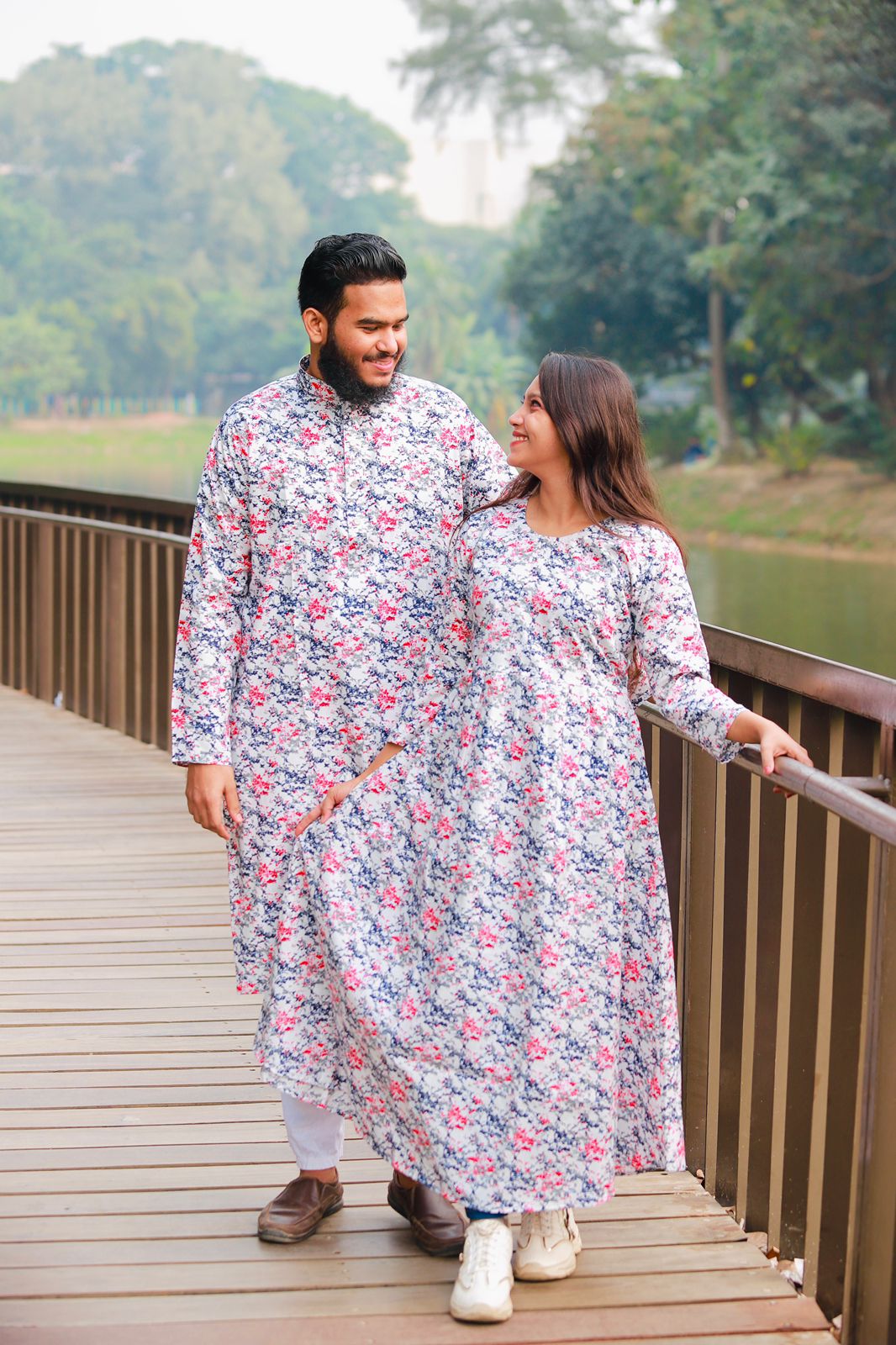 Panjabi and Gown Couple Dress