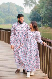 Panjabi and Gown Couple Dress