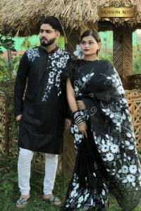 Hand Print Sharee Panjabi Couple Set