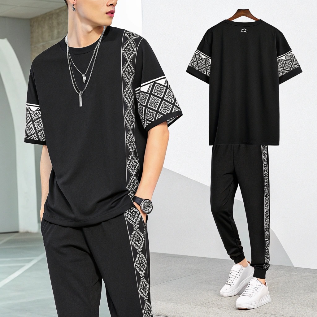 Drop Shoulder Mash T-Shirt and Trouser Combo