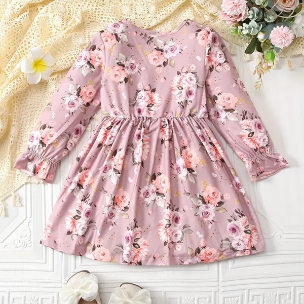 Flower Gown Elegant Floral Fit Dress for Girls with Belt