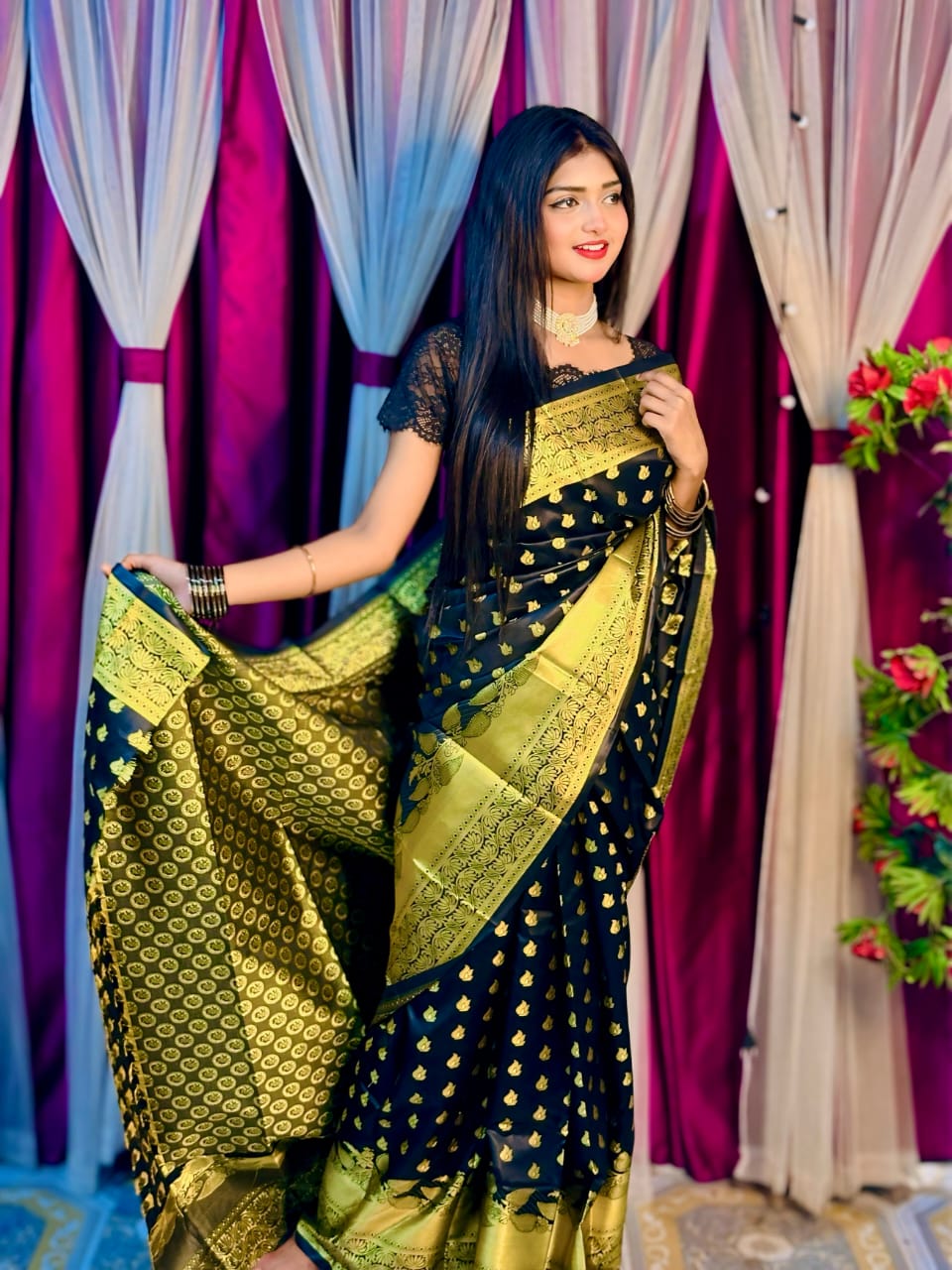 Soft silk katan sharee