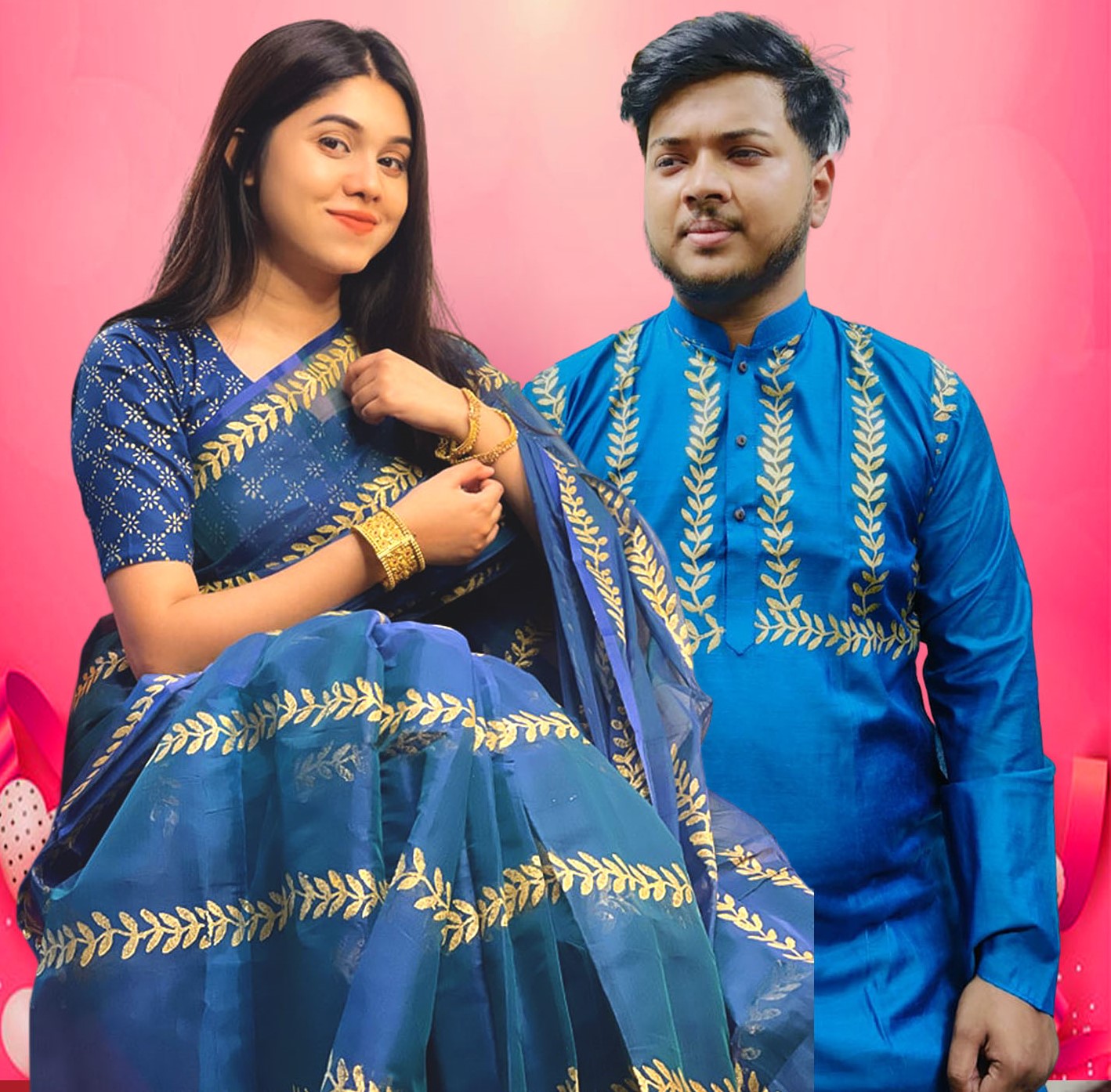 Sharee Panjabi Couple with Blouse Piece