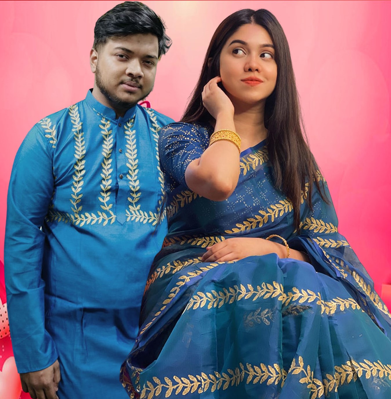 Sharee Panjabi Couple with Blouse Piece