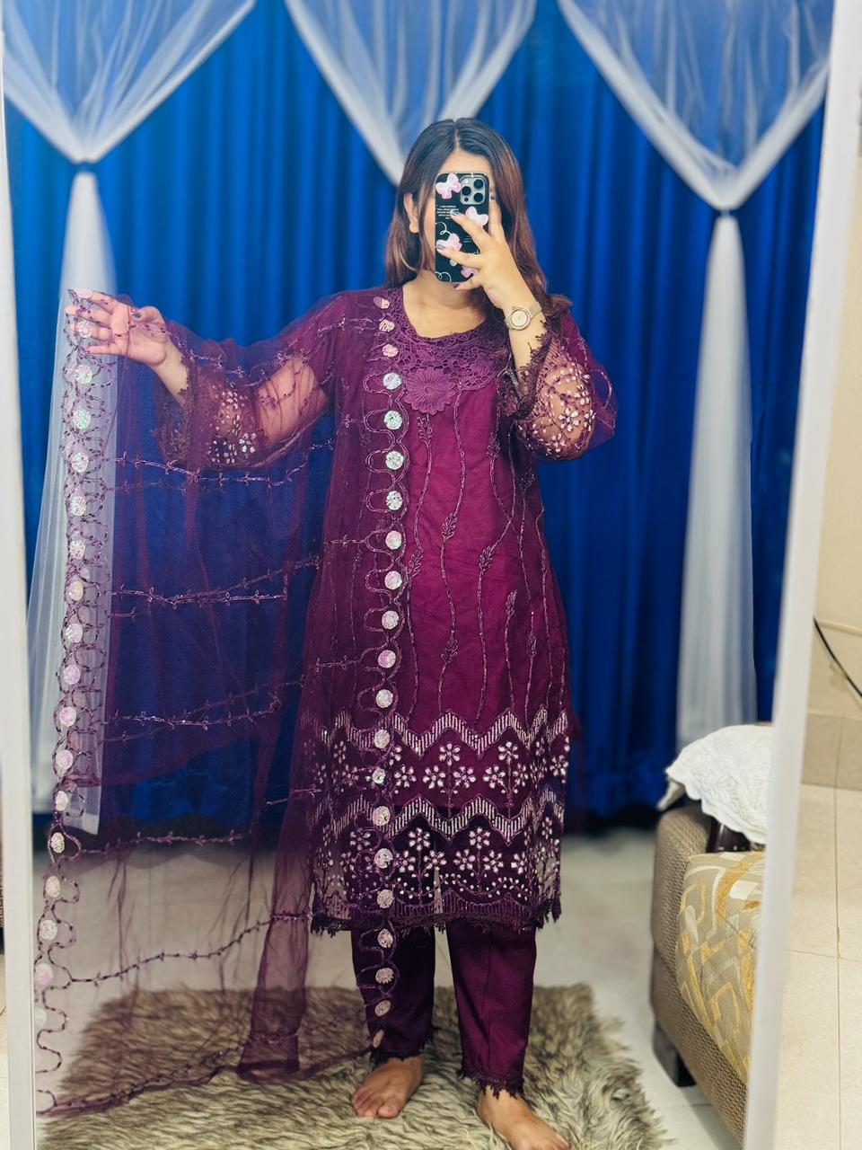 Pakistani Soft Net Sequence Three Piece