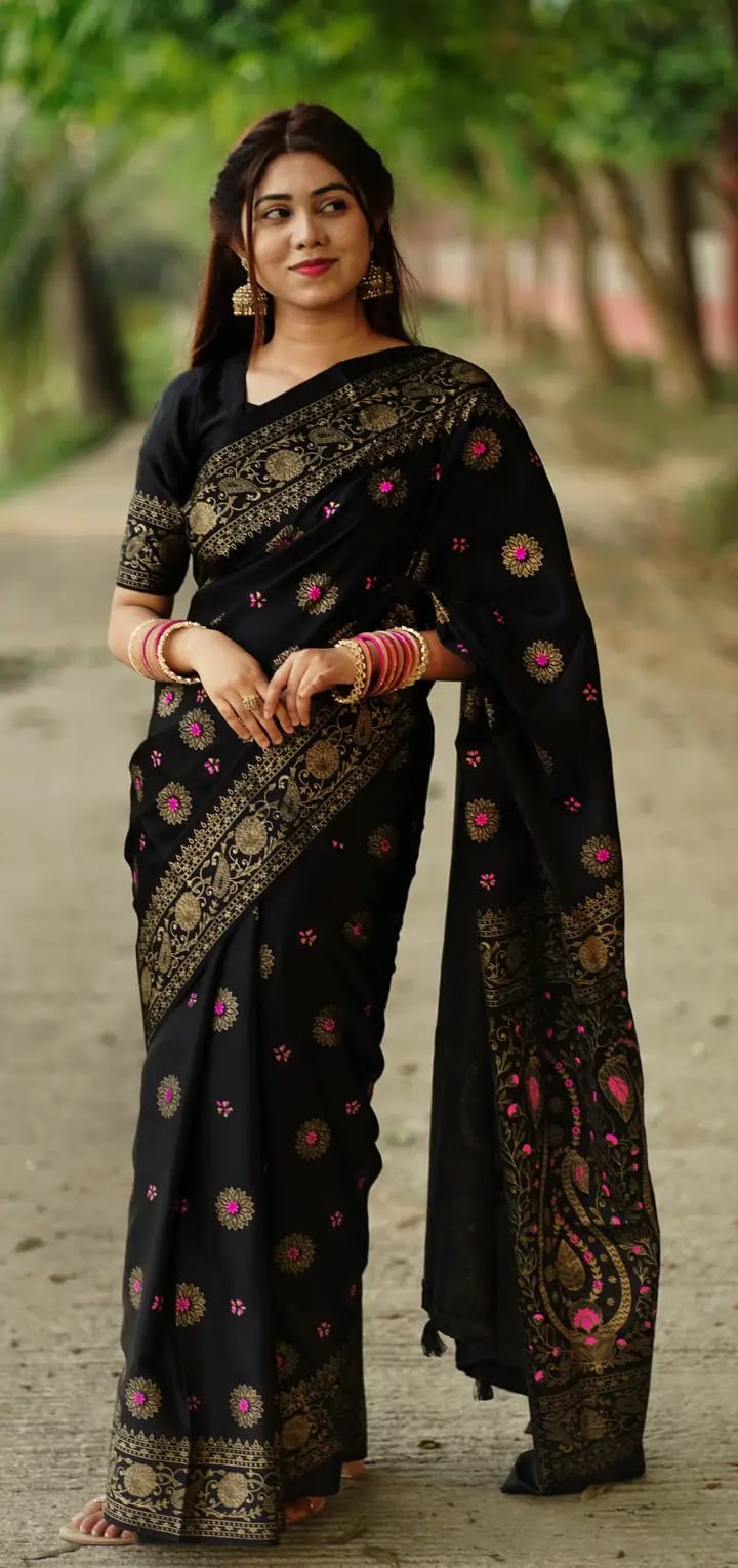 Japani Silk Skin Print Sharee with Blouse Piece