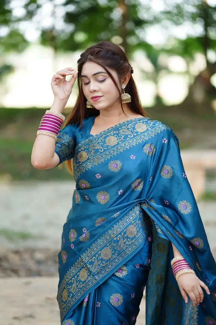 Japani Silk Skin Print Sharee with Blouse Piece