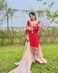 Viral Red Garara Three Piece