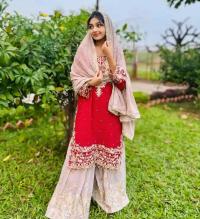 Viral Red Garara Three Piece