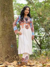 ডিজিটাল প্রিন্ট চেরি সিল্ক টু-পিস সেট