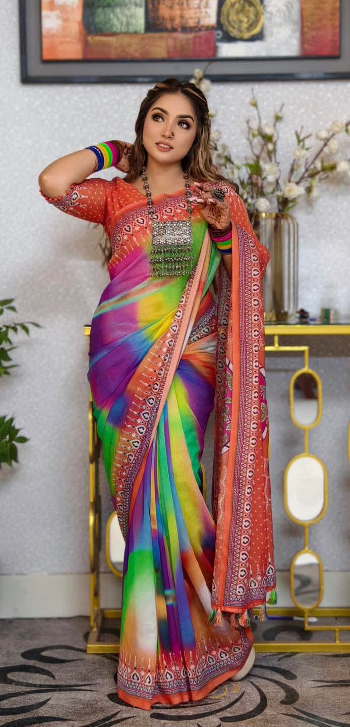 Digital Print Sharee with Blouse Piece