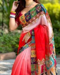 Stone and Digital Print Sharee with Blouse Piece