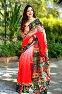 Stone and Digital Print Sharee with Blouse Piece