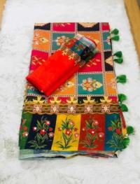 Stone and Digital Print Sharee with Blouse Piece