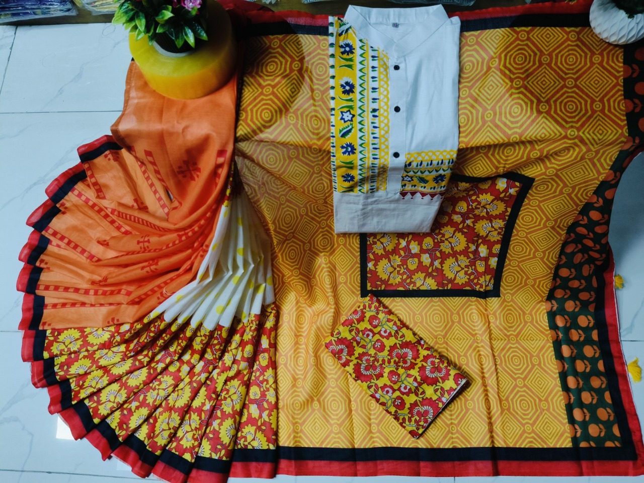Sharee Panjabi Couple with Blouse Piece