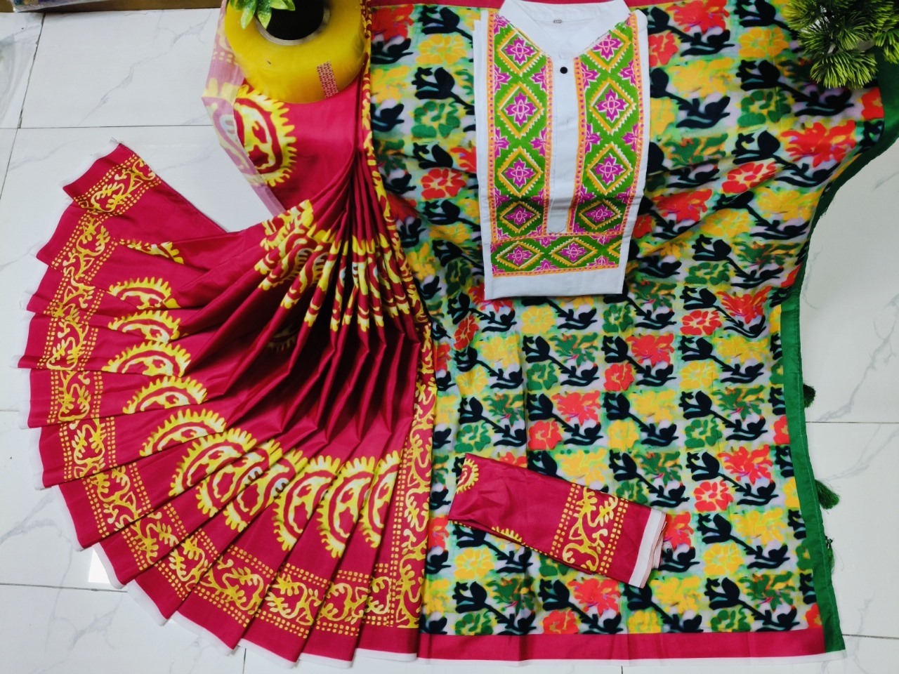 Sharee Panjabi Couple with Blouse Piece
