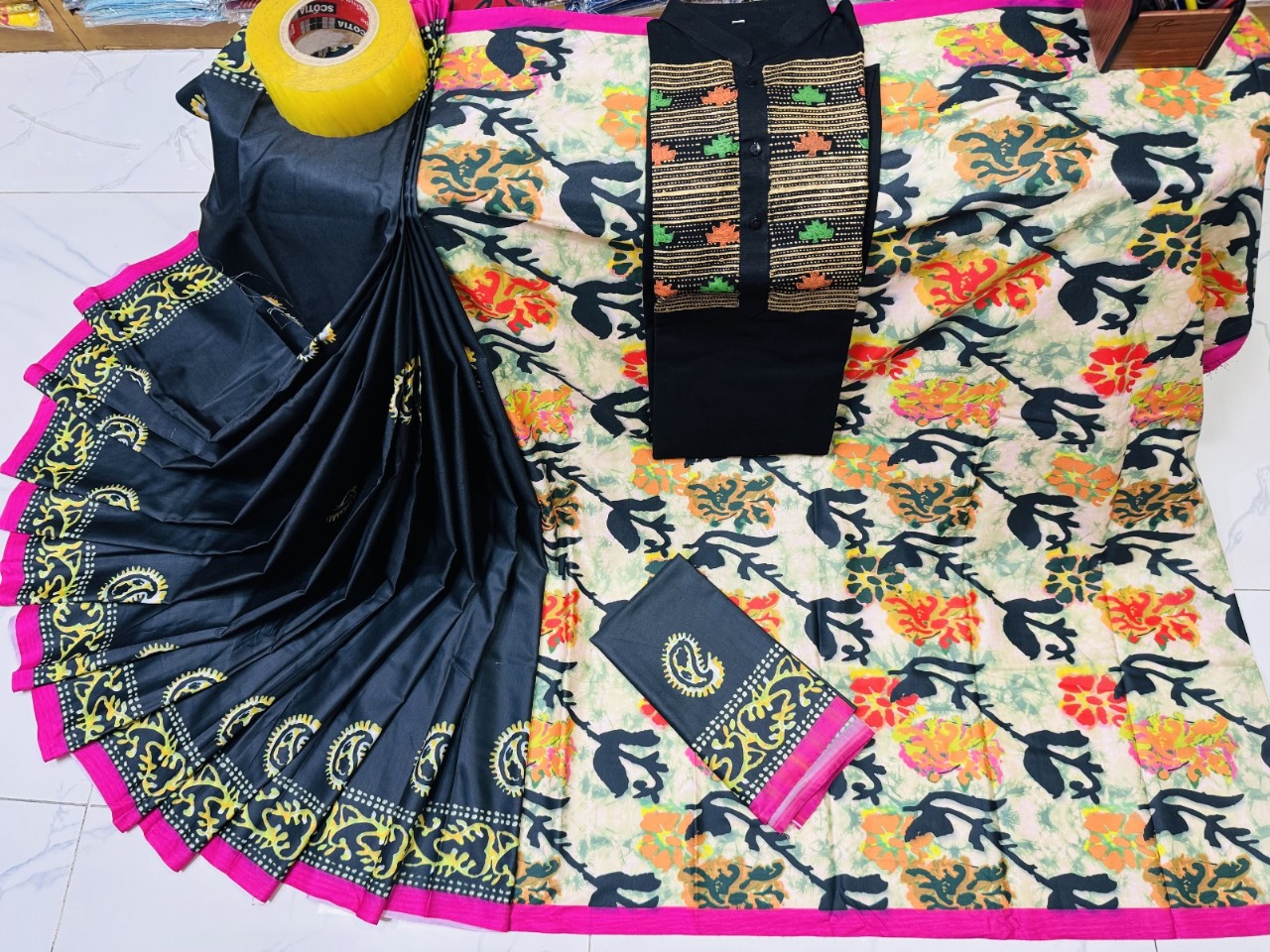 Sharee Panjabi Couple with Blouse Piece