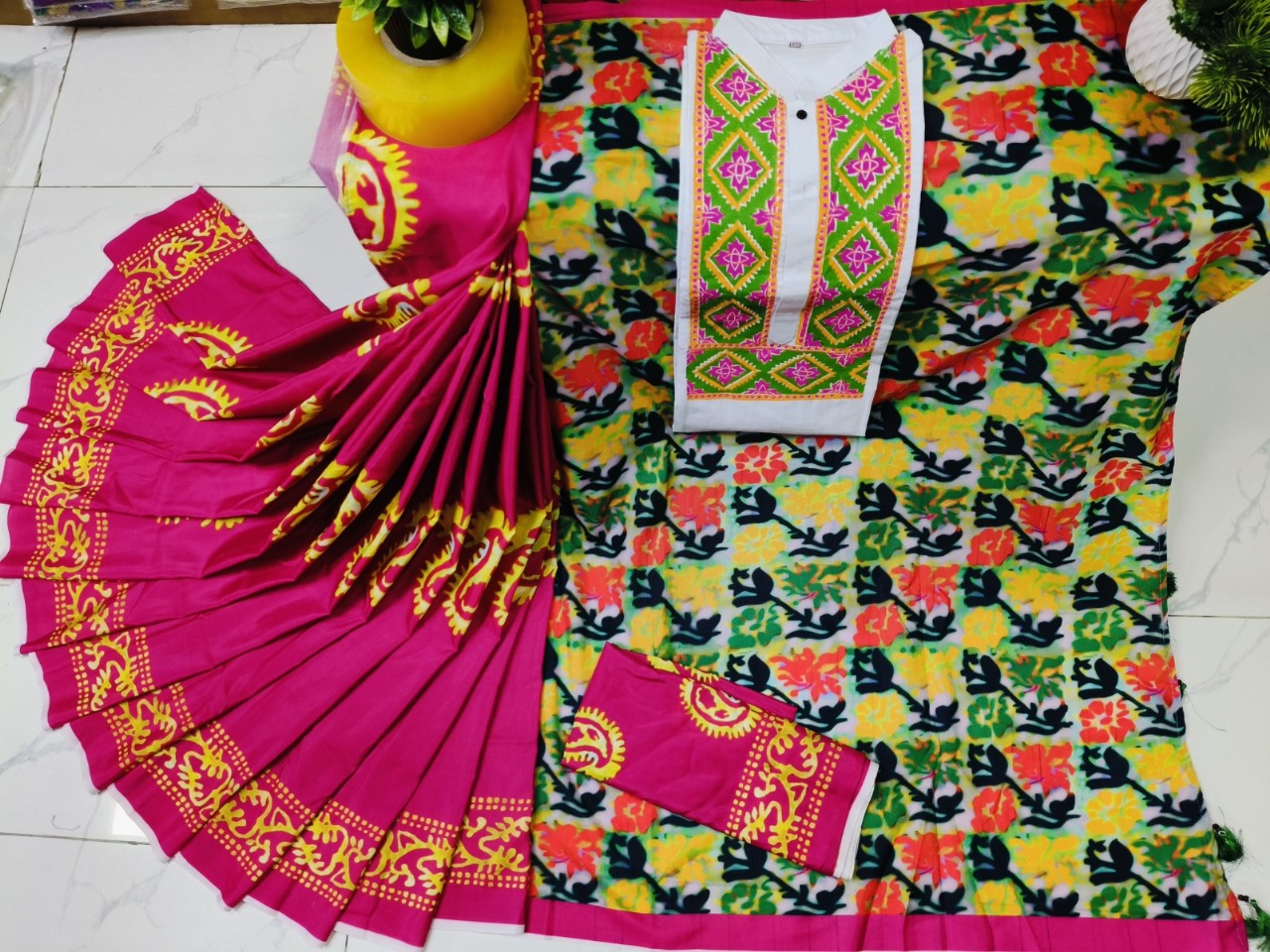 Sharee Panjabi Couple with Blouse Piece