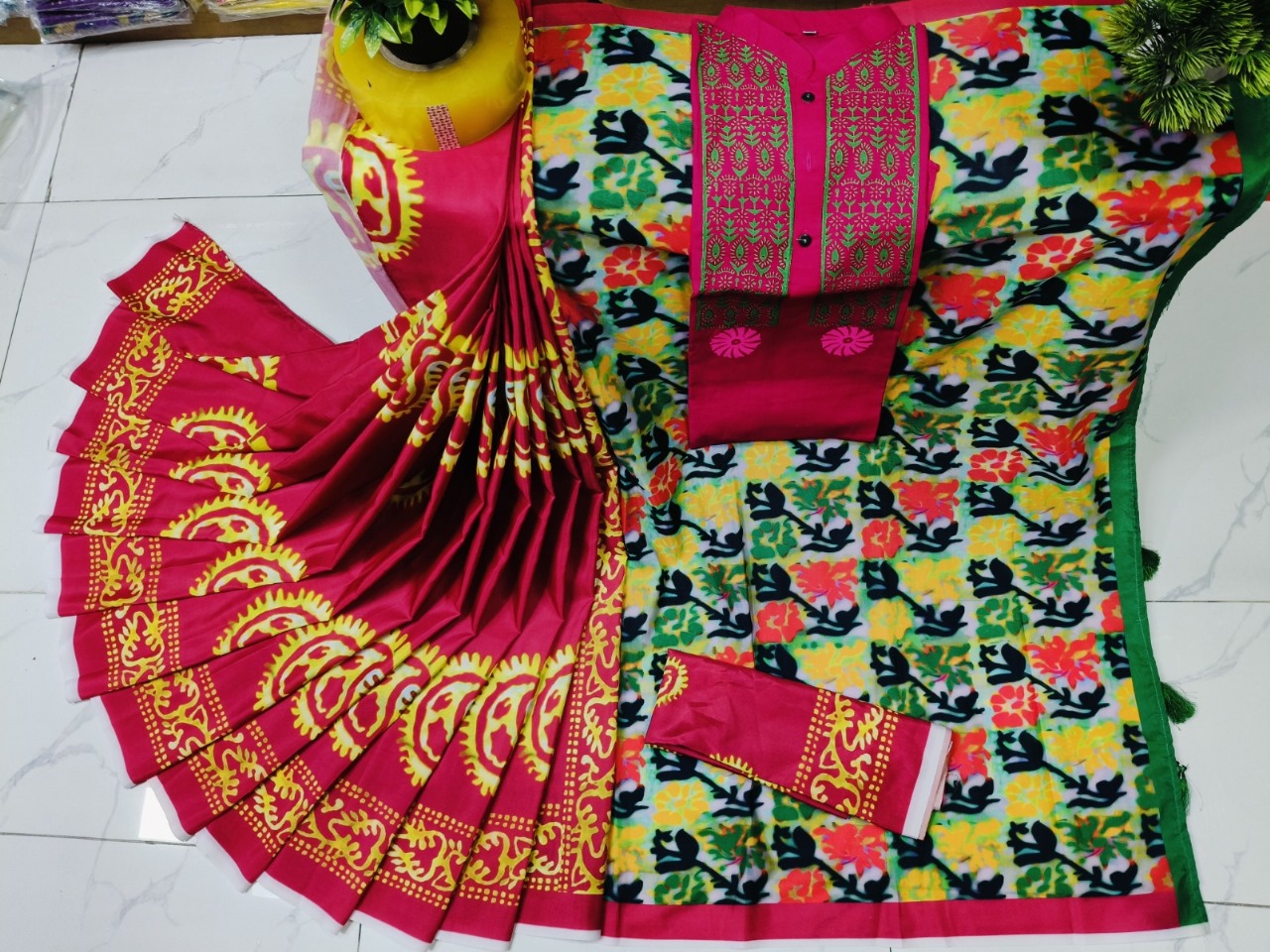 Sharee Panjabi Couple with Blouse Piece