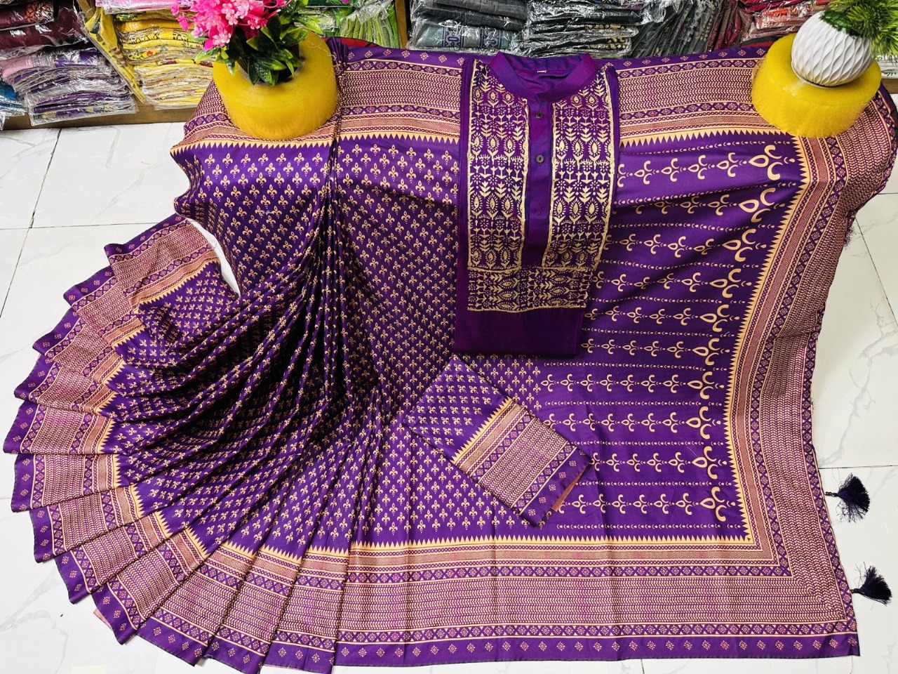 Sharee Panjabi Couple with Blouse Piece