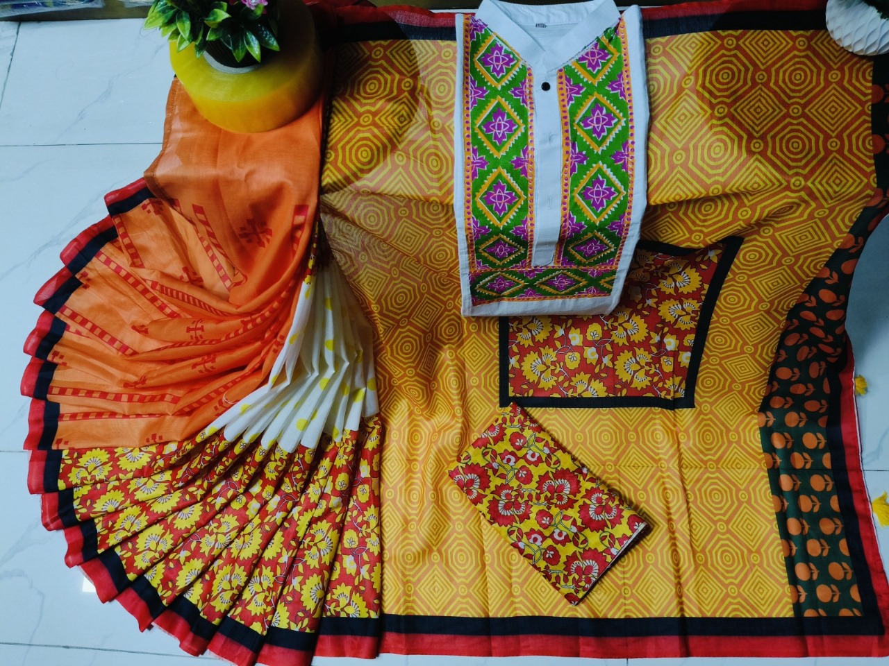 Sharee Panjabi Couple with Blouse Piece