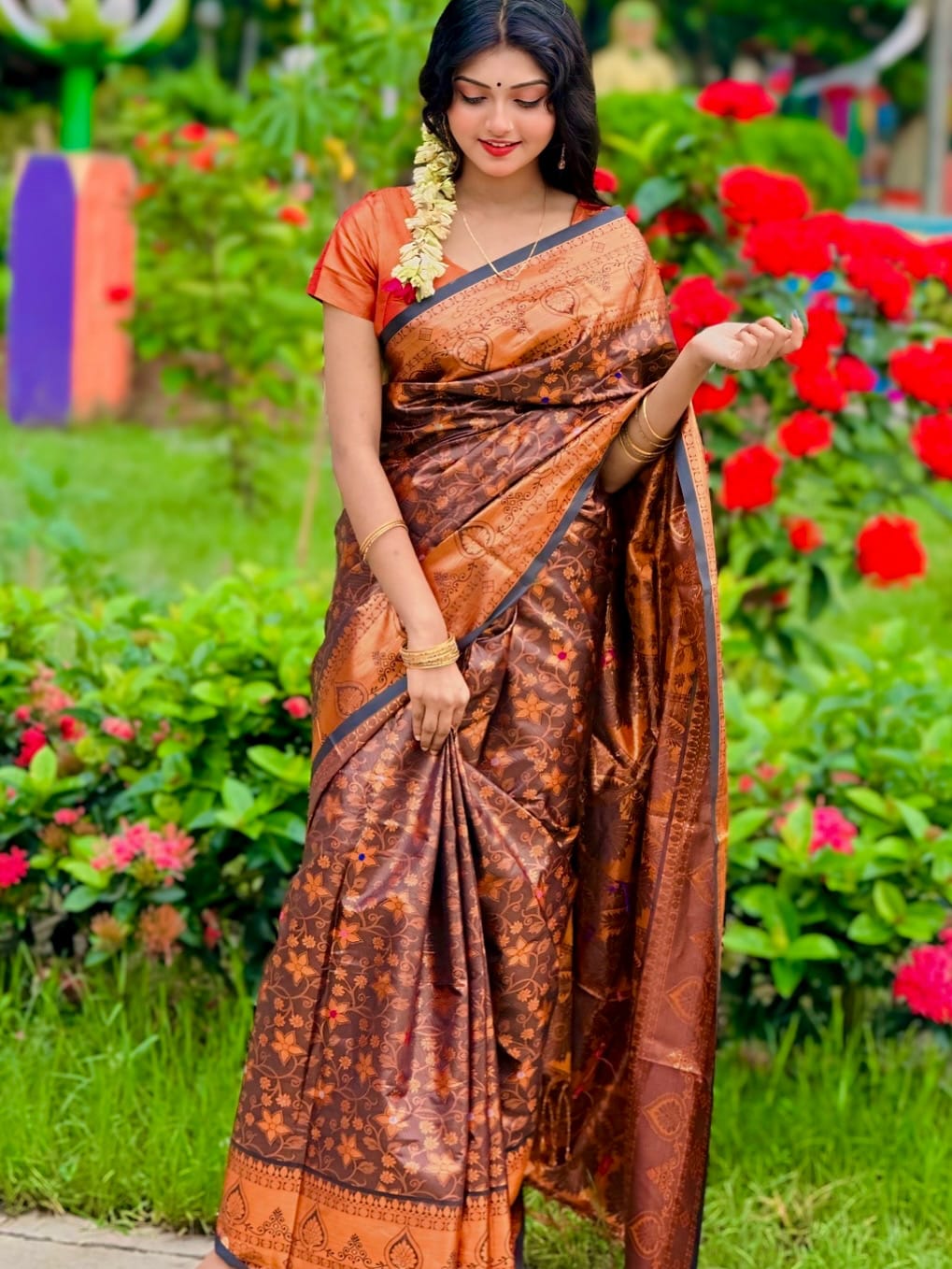 Soft silk katan sharee