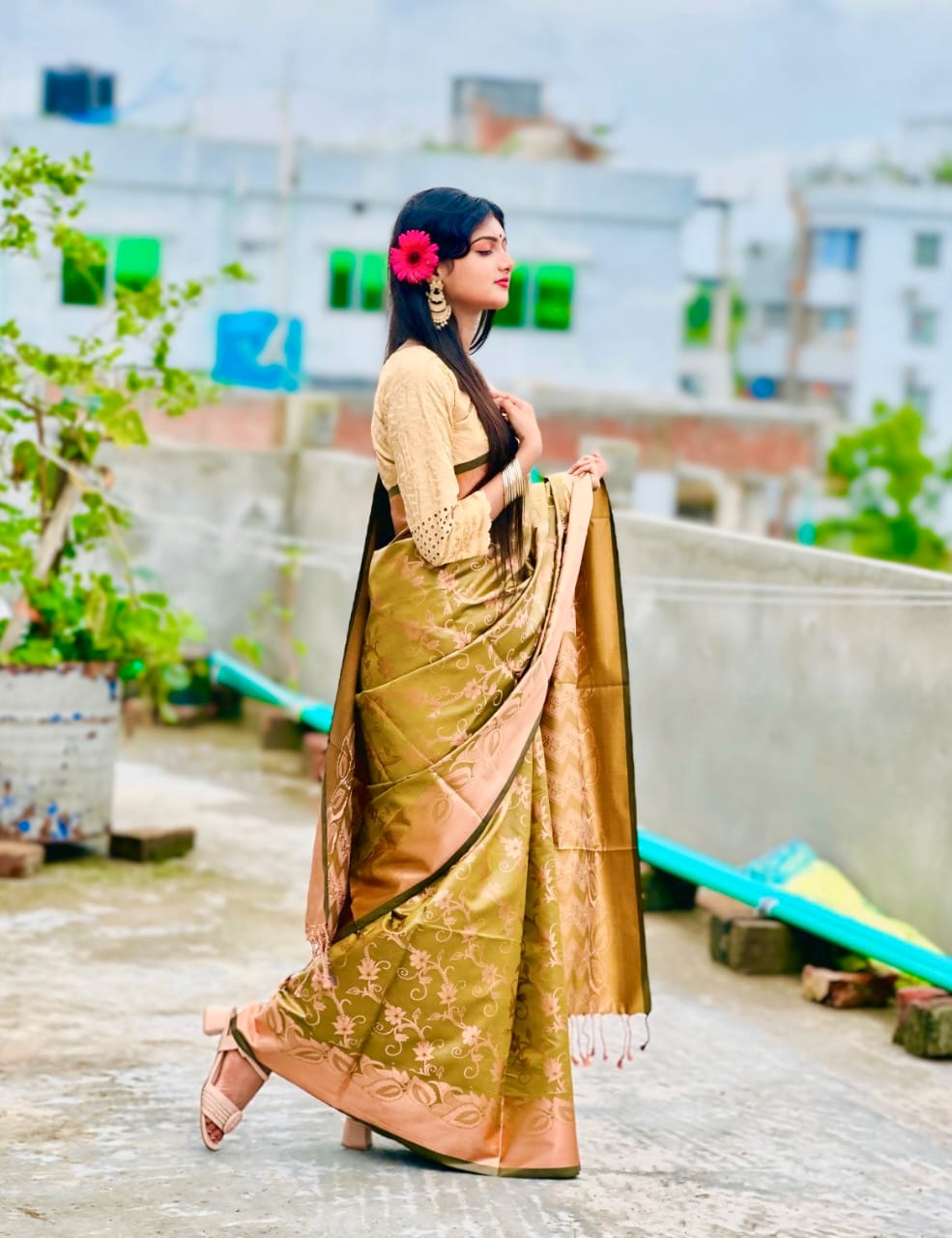 Soft silk katan sharee