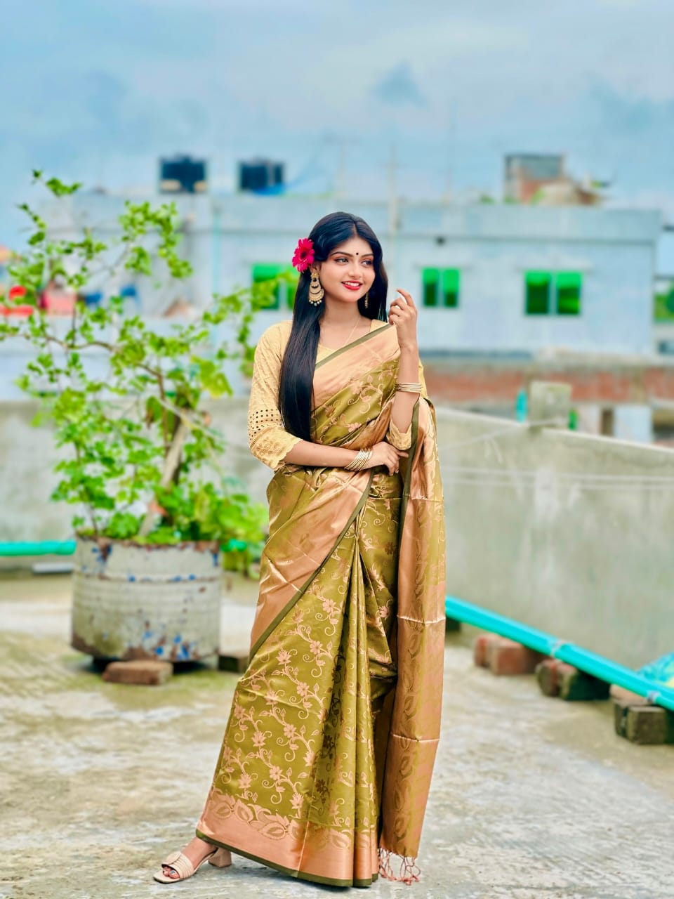 Soft silk katan sharee