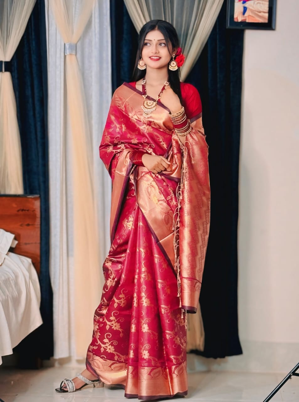 Soft silk katan sharee