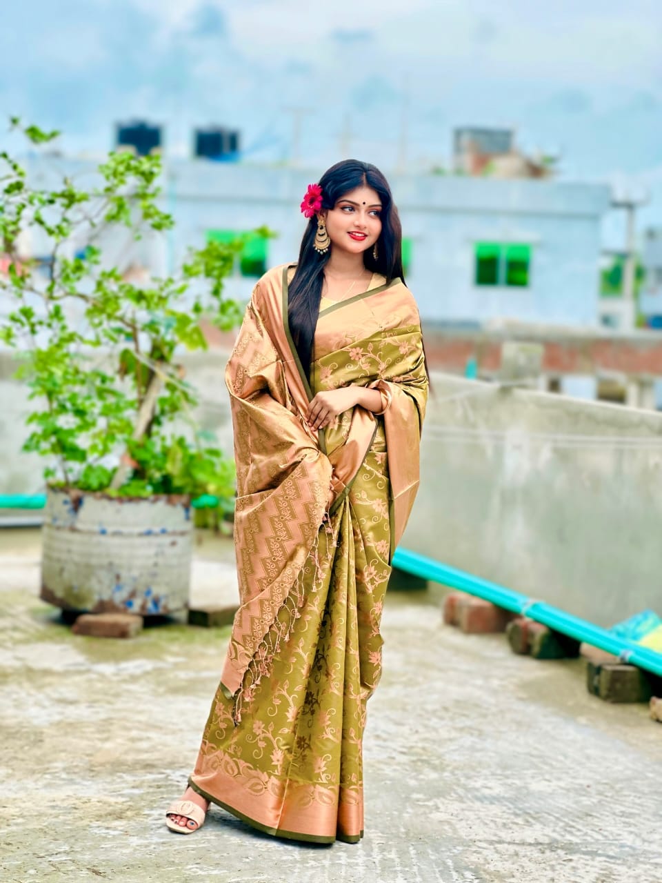 Soft silk katan sharee