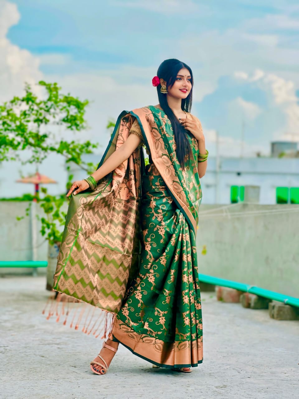 Soft silk katan sharee