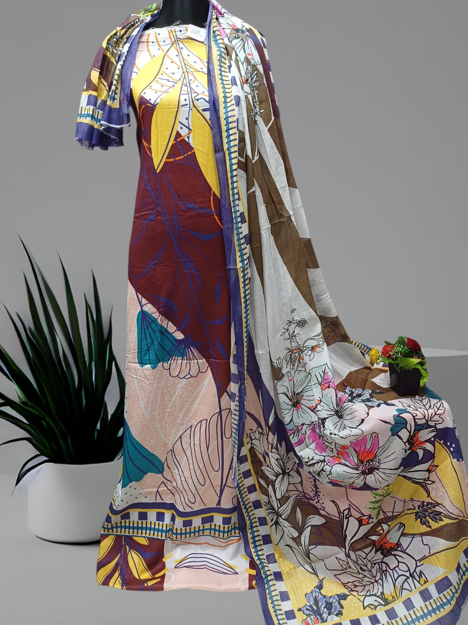 Digital Print Cotton Three Piece