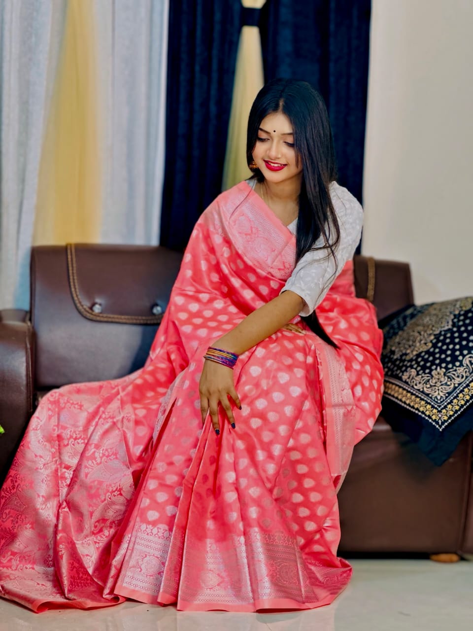 Soft silk katan sharee