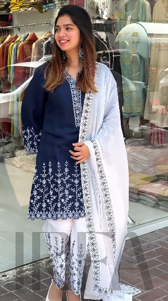 সফট কটন এমব্রয়ডারি থ্রী পিস