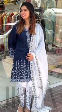 সফট কটন এমব্রয়ডারি থ্রী পিস