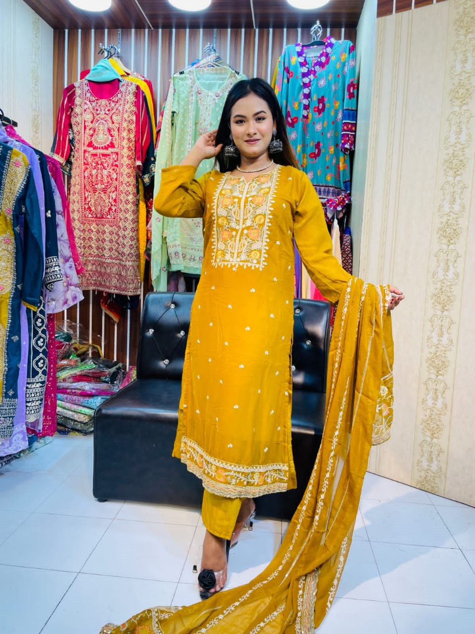 Georgette Embroidery Three Piece