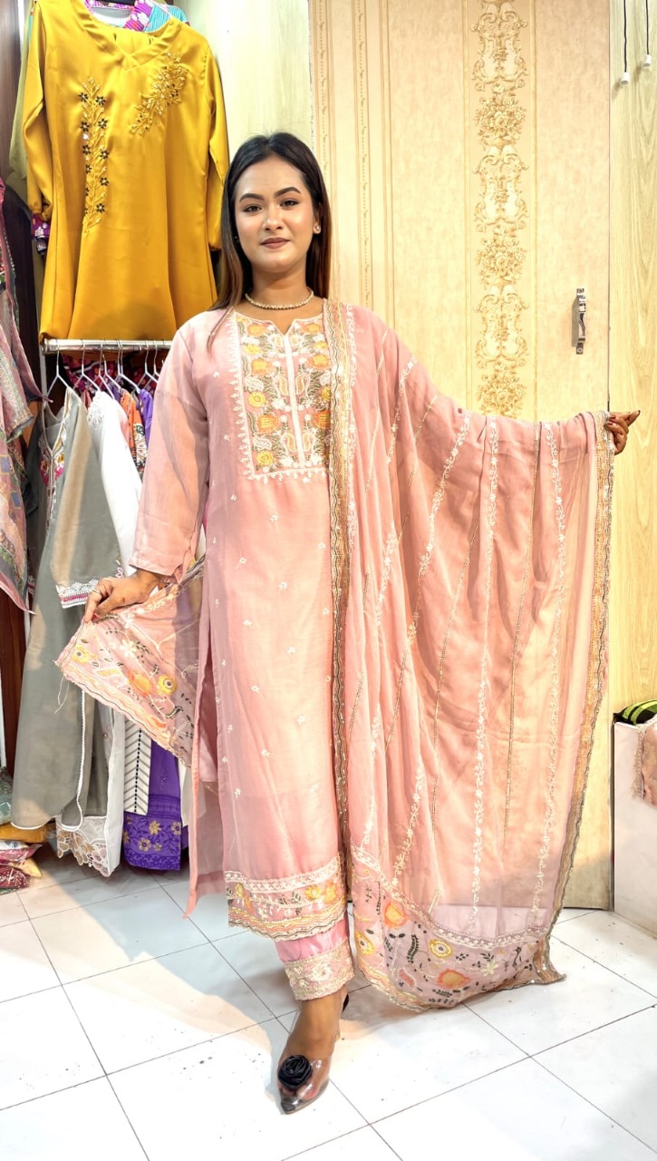 Georgette Embroidery Three Piece