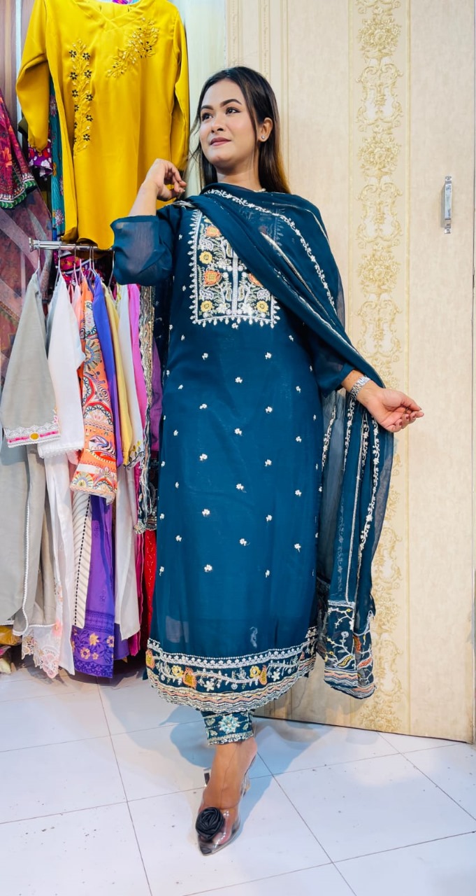 Georgette Embroidery Three Piece