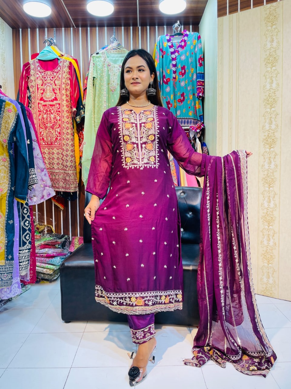 Georgette Embroidery Three Piece