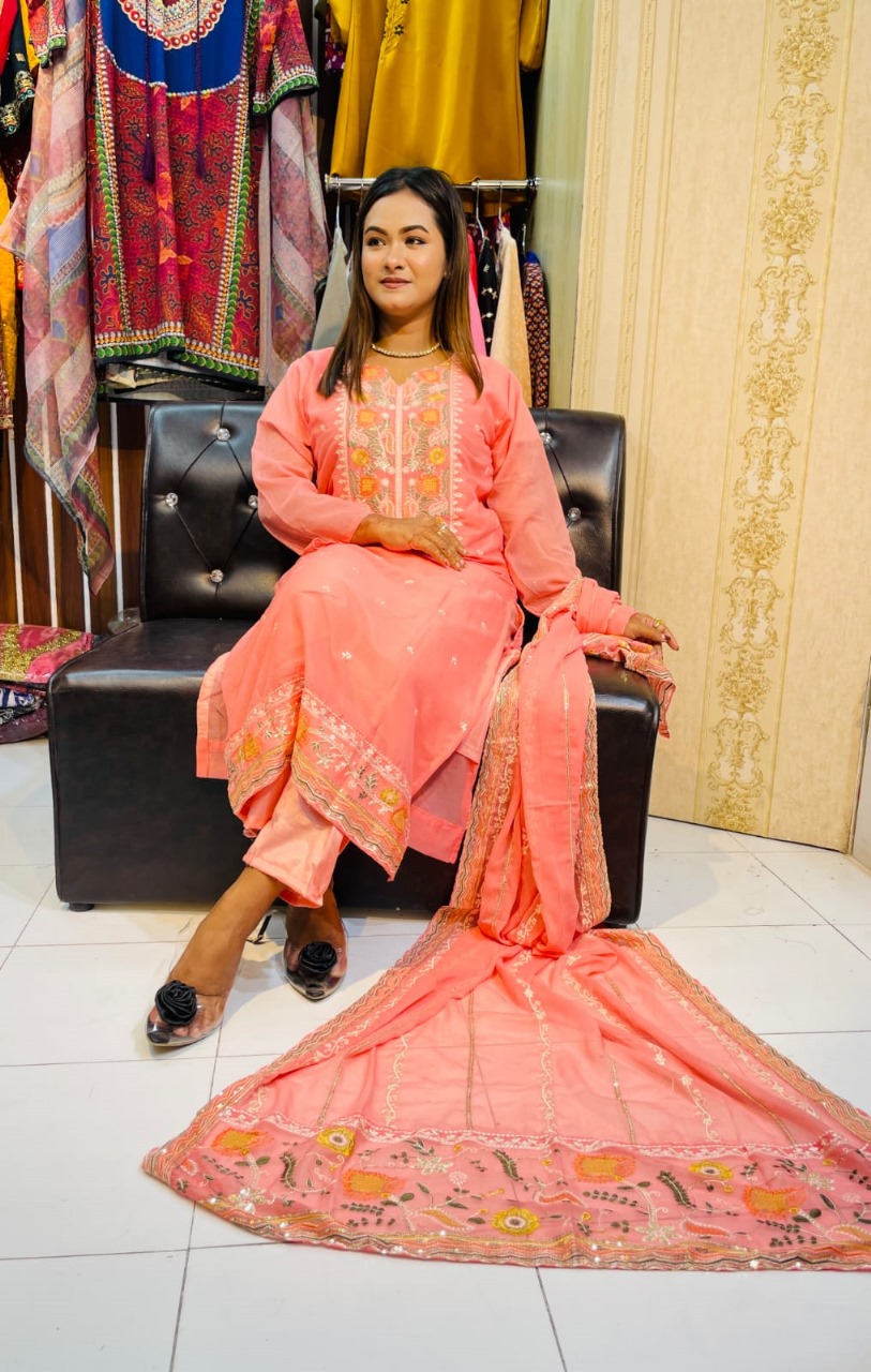 Georgette Embroidery Three Piece