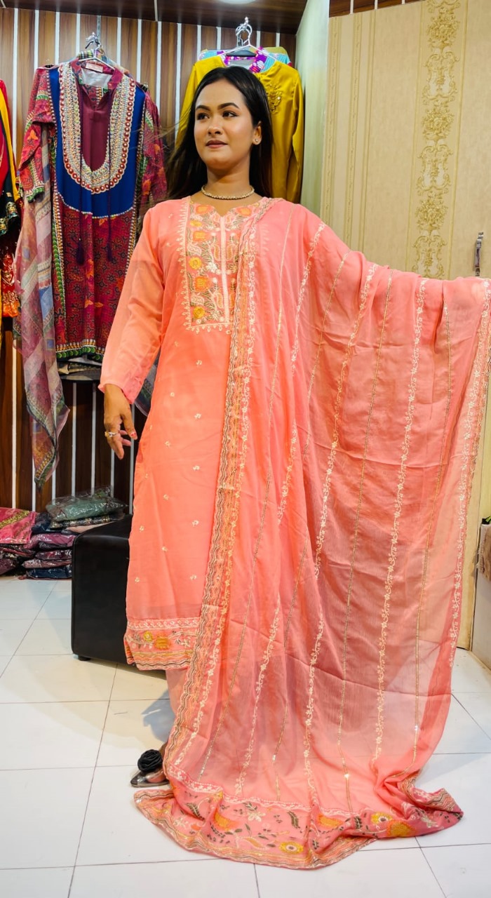 Georgette Embroidery Three Piece