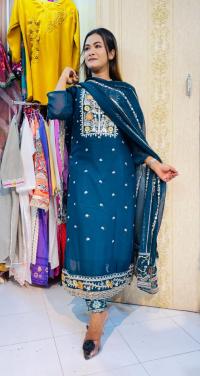 Georgette Embroidery Three Piece