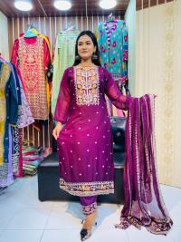 Georgette Embroidery Three Piece